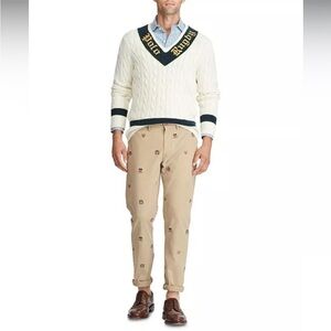 Ralph Lauren Beige Embroidered Chino Pants - Men